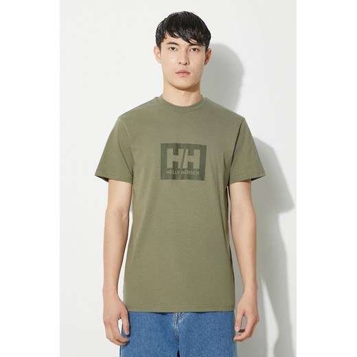 Helly Hansen t-shirt bawełniany kolor zielony z nadrukiem ze sklepu PRM w kategorii T-shirty męskie - zdjęcie 172332745