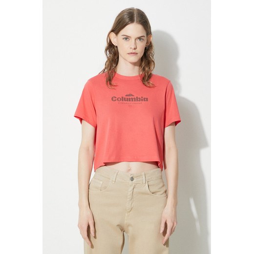 Columbia t-shirt bawełniany North Cascades kolor czerwony 1930051 ze sklepu PRM w kategorii Bluzki damskie - zdjęcie 172332858