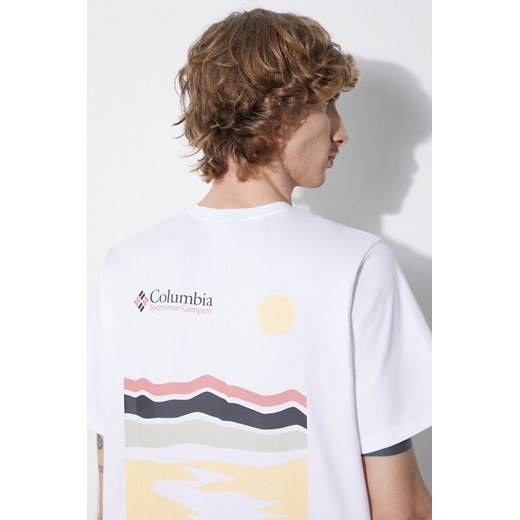 Columbia t-shirt bawełniany Explorers Canyon kolor biały wzorzysty 2036451 ze sklepu PRM w kategorii T-shirty męskie - zdjęcie 172333018
