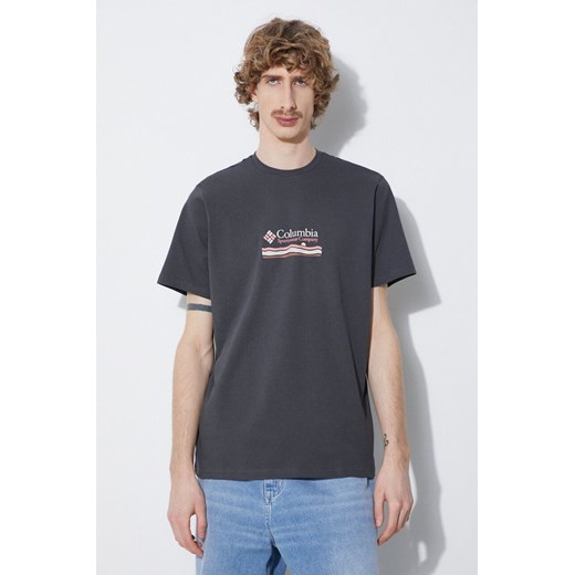 Columbia t-shirt bawełniany Explorers Canyon kolor szary wzorzysty 2036451 ze sklepu PRM w kategorii T-shirty męskie - zdjęcie 172333026