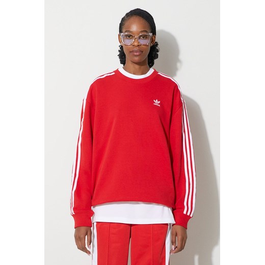 adidas Originals bluza 3-Stripes Crew OS damska kolor czerwony z aplikacją IN8487 ze sklepu PRM w kategorii Bluzy damskie - zdjęcie 172333085