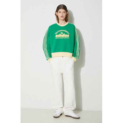 adidas Originals bluza Retro GRX Sweat damska kolor zielony z nadrukiem IT9872 ze sklepu PRM w kategorii Bluzy damskie - zdjęcie 172333157