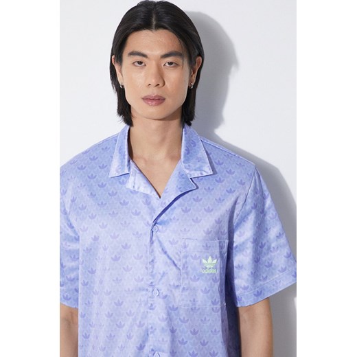 adidas Originals koszula Mono Satin męska kolor fioletowy relaxed IS2938 ze sklepu PRM w kategorii Koszule męskie - zdjęcie 172333337