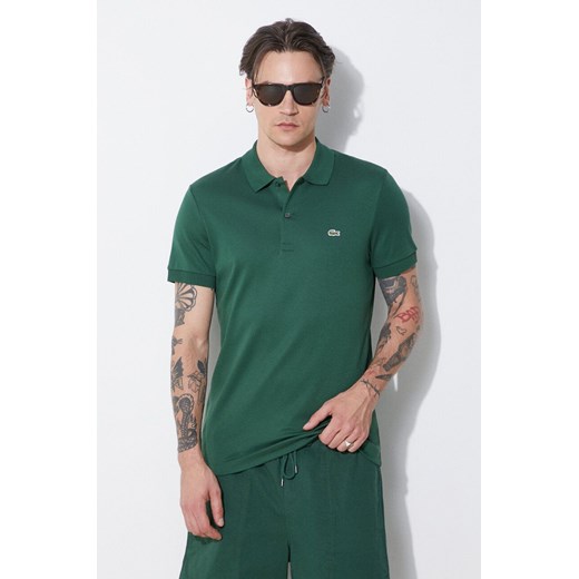 Lacoste polo bawełniane kolor zielony gładki DH2050 ze sklepu PRM w kategorii T-shirty męskie - zdjęcie 172333498