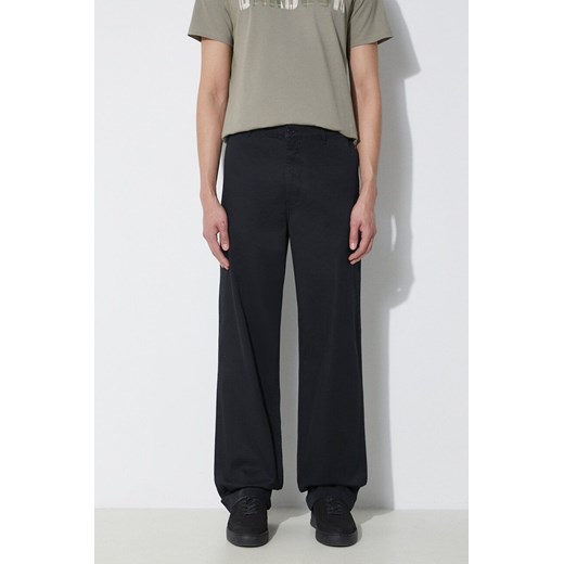 Wood Wood spodnie Silas Classic męskie kolor czarny proste 10001601.5252 ze sklepu PRM w kategorii Spodnie męskie - zdjęcie 172333686