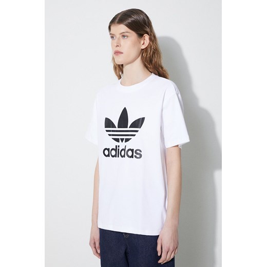 adidas Originals t-shirt damski kolor beżowy ze sklepu PRM w kategorii Bluzki damskie - zdjęcie 172333877