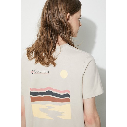 Columbia t-shirt bawełniany Boundless Beauty damski kolor beżowy 2036581 ze sklepu PRM w kategorii Bluzki damskie - zdjęcie 172333915