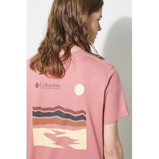Columbia t-shirt bawełniany Boundless Beauty damski kolor różowy 2036581 ze sklepu PRM w kategorii Bluzki damskie - zdjęcie 172333917