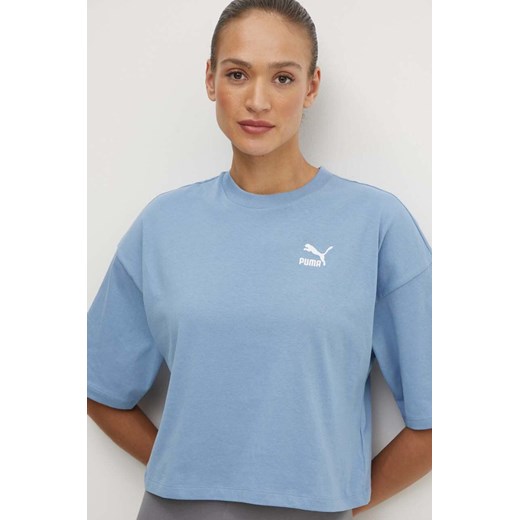 Puma t-shirt bawełniany damski kolor niebieski 624226 ze sklepu PRM w kategorii Bluzki damskie - zdjęcie 172333929
