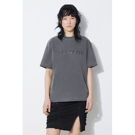 Carhartt WIP t-shirt bawełniany S/S Duster T-Shirt damski kolor szary I033555.89GD ze sklepu PRM w kategorii Bluzki damskie - zdjęcie 172333947