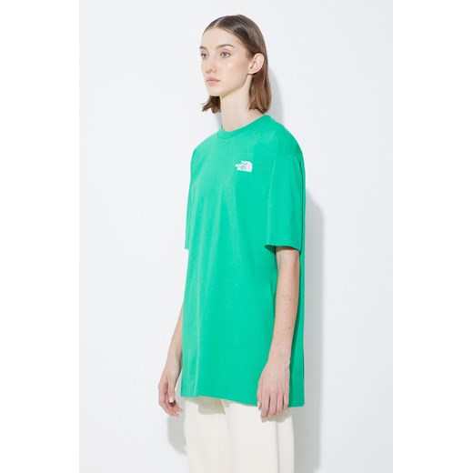 The North Face t-shirt bawełniany W S/S Essential Oversize Tee damski kolor zielony NF0A87NQPO81 ze sklepu PRM w kategorii Bluzki damskie - zdjęcie 172333949