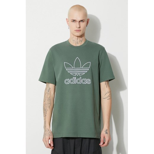 adidas Originals t-shirt bawełniany Trefoil Tee męski kolor zielony z aplikacją IR7993 ze sklepu PRM w kategorii T-shirty męskie - zdjęcie 172334007