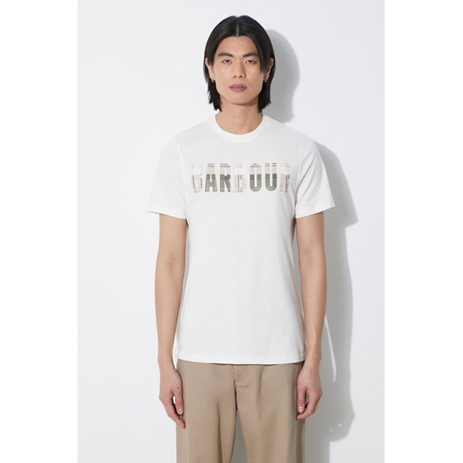 Barbour t-shirt bawełniany męski kolor beżowy z nadrukiem MTS1275 ze sklepu PRM w kategorii T-shirty męskie - zdjęcie 172334019