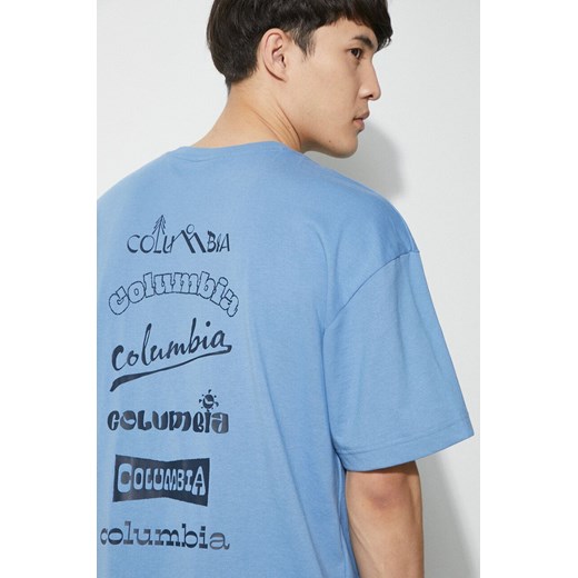 Columbia t-shirt Burnt Lake męski kolor niebieski z nadrukiem 2071711 ze sklepu PRM w kategorii T-shirty męskie - zdjęcie 172334085