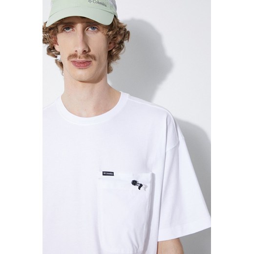 Columbia t-shirt bawełniany Landroamer męski kolor biały gładki 2076021 ze sklepu PRM w kategorii T-shirty męskie - zdjęcie 172334095