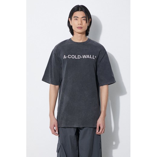 A-COLD-WALL* t-shirt bawełniany Overdye Logo T-Shirt męski kolor czarny z nadrukiem ACWMTS186 ze sklepu PRM w kategorii T-shirty męskie - zdjęcie 172334115