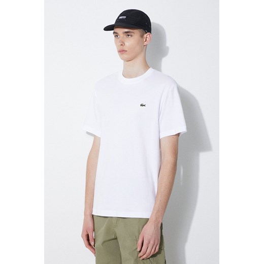 Lacoste t-shirt bawełniany męski kolor biały gładki ze sklepu PRM w kategorii T-shirty męskie - zdjęcie 172334135