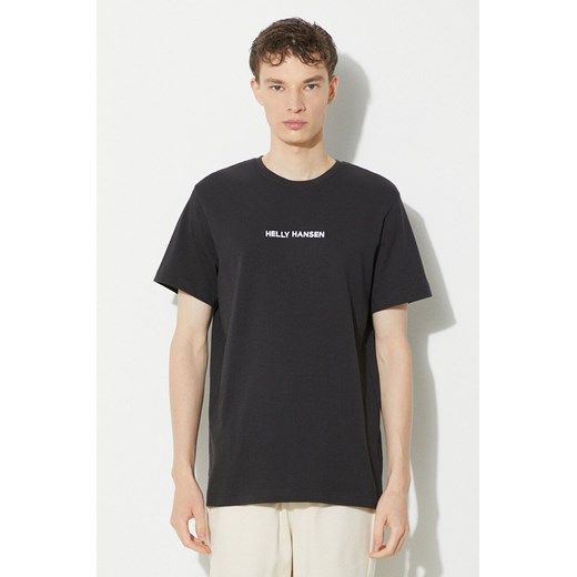 Helly Hansen t-shirt bawełniany męski kolor czarny z aplikacją ze sklepu PRM w kategorii T-shirty męskie - zdjęcie 172334139