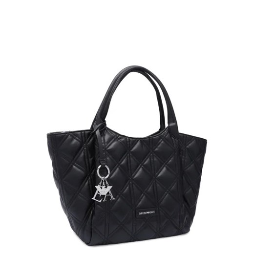 Shopper bag Emporio Armani czarna elegancka na ramię mieszcząca a4 ze skóry ekologicznej 