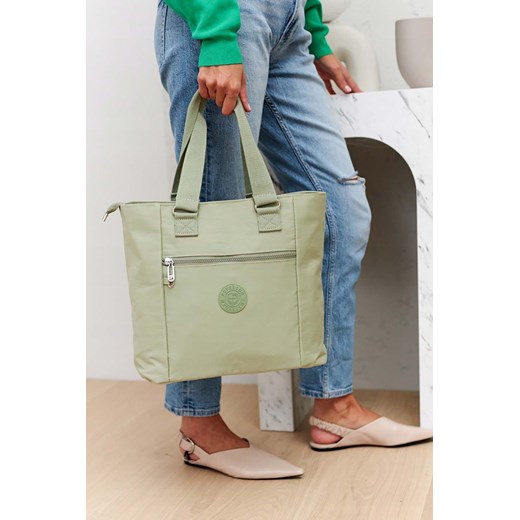 Nylonowy, pojemny shopper damski zielony - Peterson ze sklepu 5.10.15 w kategorii Torby Shopper bag - zdjęcie 172338368