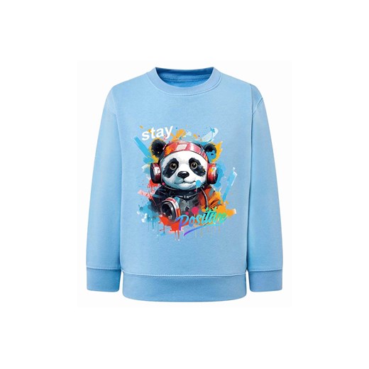 Błękitna chłopięca bluza z nadrukiem - Panda ze sklepu 5.10.15 w kategorii Bluzy chłopięce - zdjęcie 172338376
