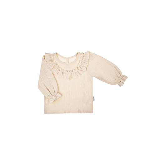 Beżowa bluzka bawełniana z długim rękawem dla dziewczynki ze sklepu 5.10.15 w kategorii Bluzki dziewczęce - zdjęcie 172338429