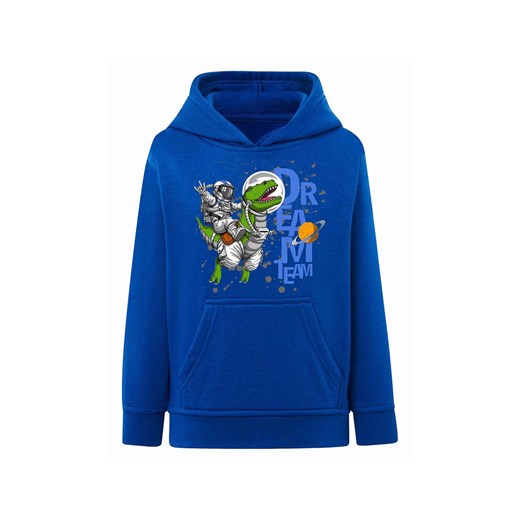 Niebieska bluza kangurka z kapturem - Astronauta & Dinozaur ze sklepu 5.10.15 w kategorii Bluzy chłopięce - zdjęcie 172338439