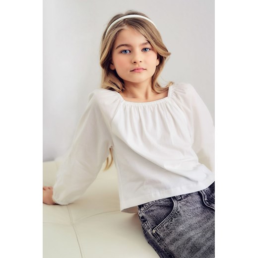 Biała bluzka dziewczęca z ozdobnymi haftami - Lincoln&Sharks ze sklepu 5.10.15 w kategorii Bluzki dziewczęce - zdjęcie 172338455