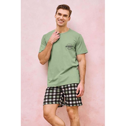 Krótka piżama bawełniana męska w kratę ze sklepu 5.10.15 w kategorii Piżamy męskie - zdjęcie 172338589