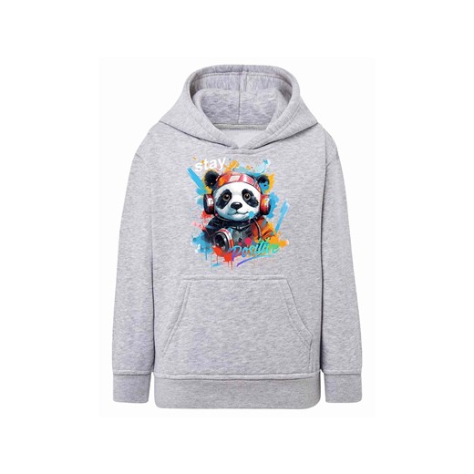 Szara chłopięca bluza kangurka z kapturem- Panda ze sklepu 5.10.15 w kategorii Bluzy chłopięce - zdjęcie 172338647