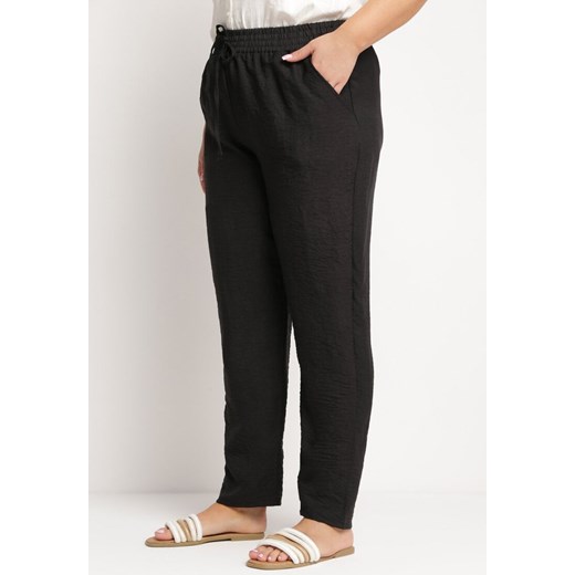 Czarne Spodnie z Wiązaniem w Pasie i Kieszeniami Truvolia ze sklepu Born2be Odzież w kategorii Spodnie damskie - zdjęcie 172339527