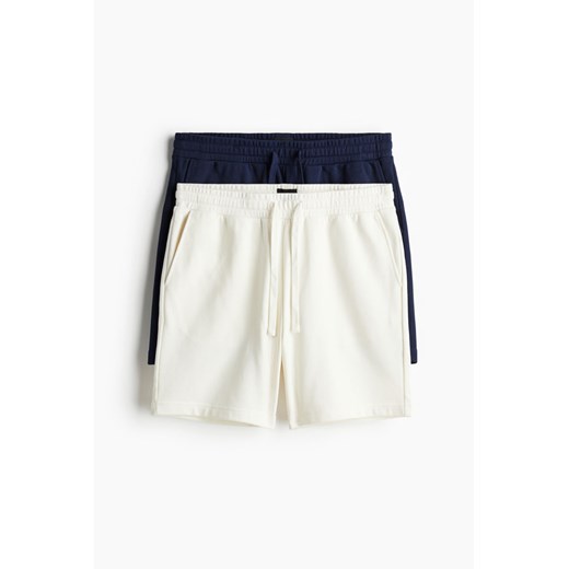 H & M - Szorty dresowe 2-pak Regular Fit - Biały ze sklepu H&M w kategorii Spodenki męskie - zdjęcie 172339846