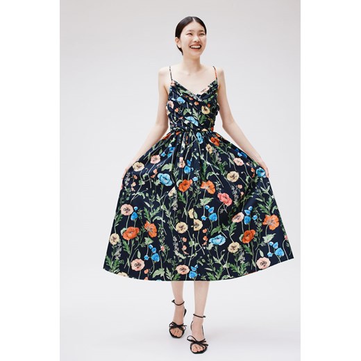 Sukienka H & M z dekoltem w serek midi z tkaniny w kwiaty 