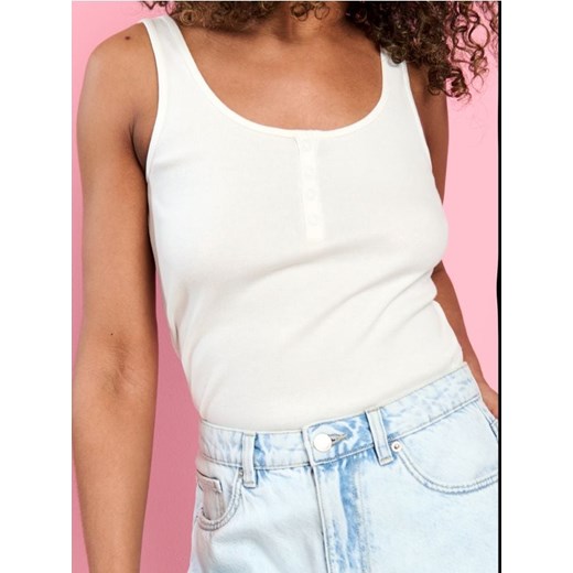 Sinsay - Crop top prążkowany - kremowy ze sklepu Sinsay w kategorii Bluzki damskie - zdjęcie 172341629