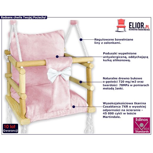 Różowa huśtawka dla dziewczynki 3w1- Nelax Elior One Size Edinos.pl