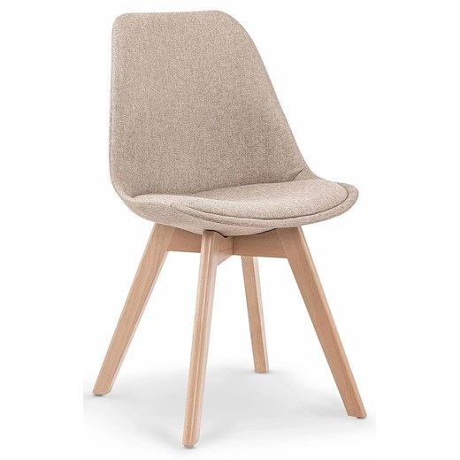 Tapicerowane stylowe krzesło drewniane Nives - beżowe ze sklepu Edinos.pl w kategorii Krzesła - zdjęcie 172342506