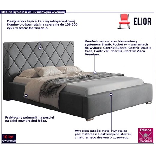 Łóżko tapicerowane 160x200 Savana 4X - 36 kolorów Elior One Size Edinos.pl