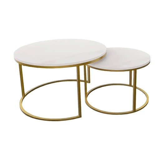 Zestaw dwóch stolików kawowych w stylu glamur marmur + złoty - Mirden 4X ze sklepu Edinos.pl w kategorii Stoliki kawowe - zdjęcie 172342578