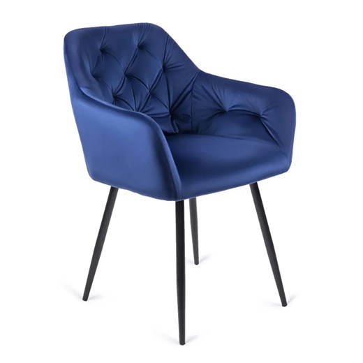 Granatowe pikowane krzesło fotelowe - Damo ze sklepu Edinos.pl w kategorii Krzesła - zdjęcie 172342967