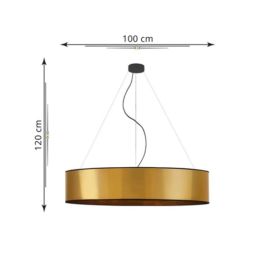 Złota lampa wisząca z okrągłym abażurem 100 cm - EX326-Portona Lumes One Size Edinos.pl