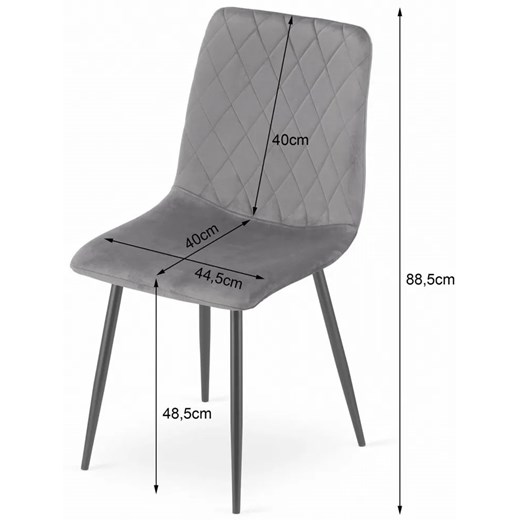 Jasnoszare krzesło pikowane metalowe - Saba 4X Elior One Size Edinos.pl