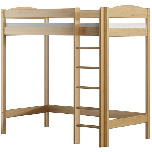 Drewniane łóżko dla dziecka z antresolą, sosna - Igi 3X 190x90 cm ze sklepu Edinos.pl w kategorii Łóżka dziecięce - zdjęcie 172343795