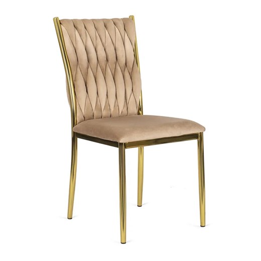 Beżowe nowoczesne welurowe krzesło z plecionką - Orvo ze sklepu Edinos.pl w kategorii Krzesła - zdjęcie 172343837