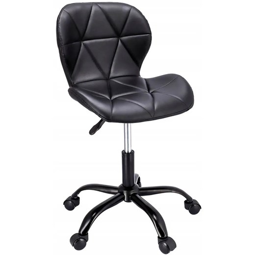 Czarne tapicerowane skórą ekologiczną krzesło obrotowe - Igos 4X Elior One Size promocja Edinos.pl