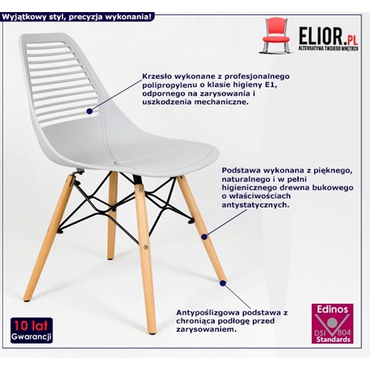 Skandynawskie krzesło Nimmi - jasnoszare Elior One Size Edinos.pl