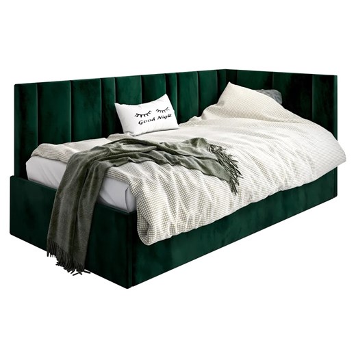 Zielone tapicerowane łóżko z oparciem Casini - 3 rozmiary Elior One Size okazyjna cena Edinos.pl