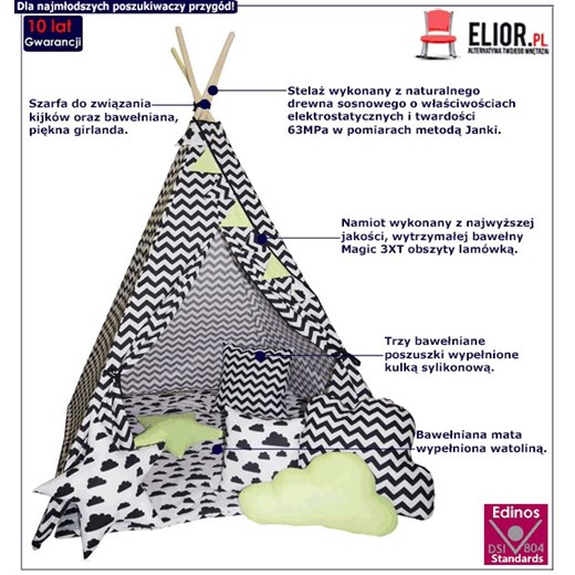 Namiot dla dziecka tipi z 3 poduszkami - Loster Elior One Size Edinos.pl