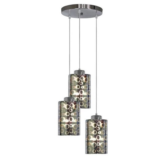 Chromowana potrójna lampa wisząca ze szklanym kloszem - V058 G1-D28 ze sklepu Edinos.pl w kategorii Lampy wiszące - zdjęcie 172345159