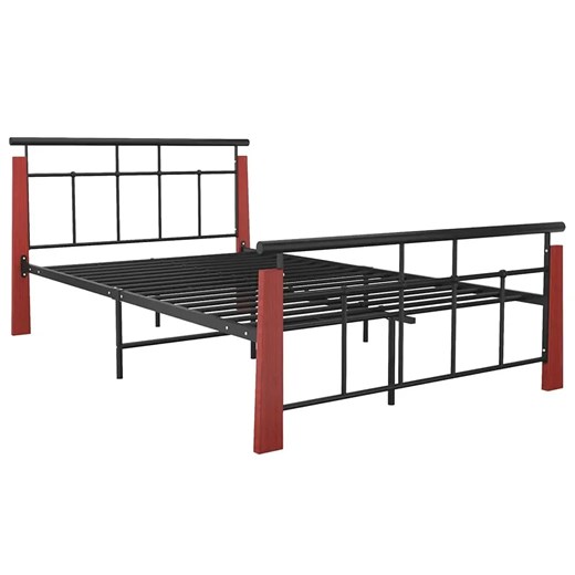 Metalowe rustykalne łóżko czarny + ciemny dąb 140x200 cm D3-T28 ze sklepu Edinos.pl w kategorii Łóżka i materace - zdjęcie 172345195