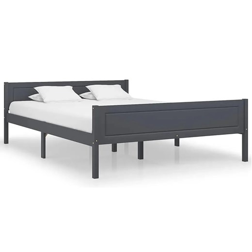 Szare Sosnowe Dwuosobowe Łóżko 160X200 W3-G22 ze sklepu Edinos.pl w kategorii Łóżka i materace - zdjęcie 172345277